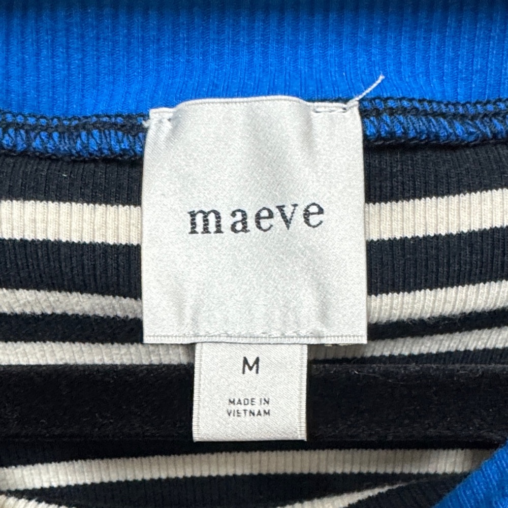 Maeve Black and White Striped Tee with Blue Accents - Picture 2 of 5